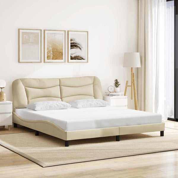 Bettgestell Creme Stoff 180x200 cm