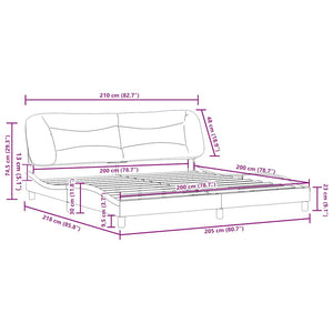 Bettgestell ohne Matratze "Hvar" Dunkelgrau 200x200 cm Stoff