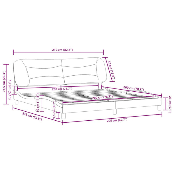 Bettgestell ohne Matratze "Hvar" Dunkelgrau 200x200 cm Stoff