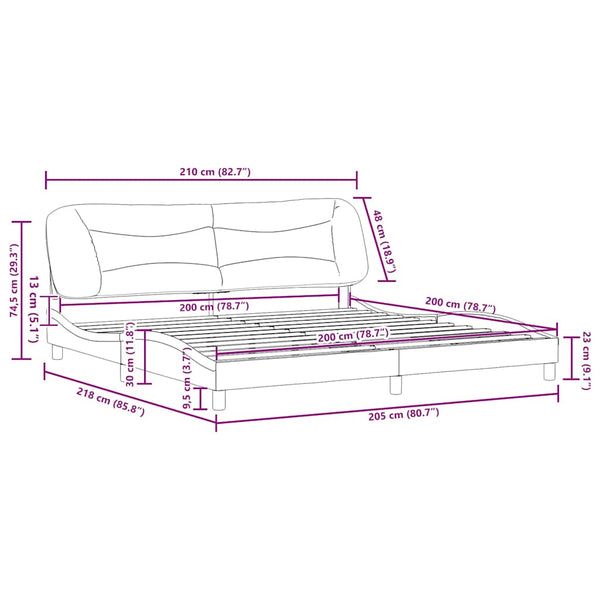 Bettgestell Creme 200x200 cm Stoff