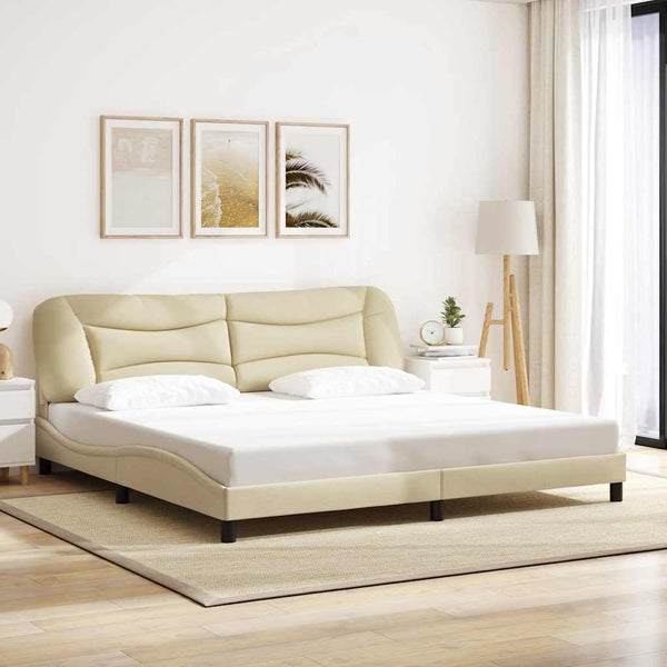 Bettgestell Creme 200x200 cm Stoff