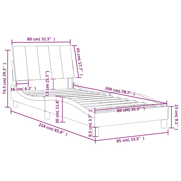 Bettgestell Dunkelgrau Samt 80x200 cm