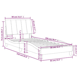 Bettgestell Hanko Rosa 80x200 cm Samt