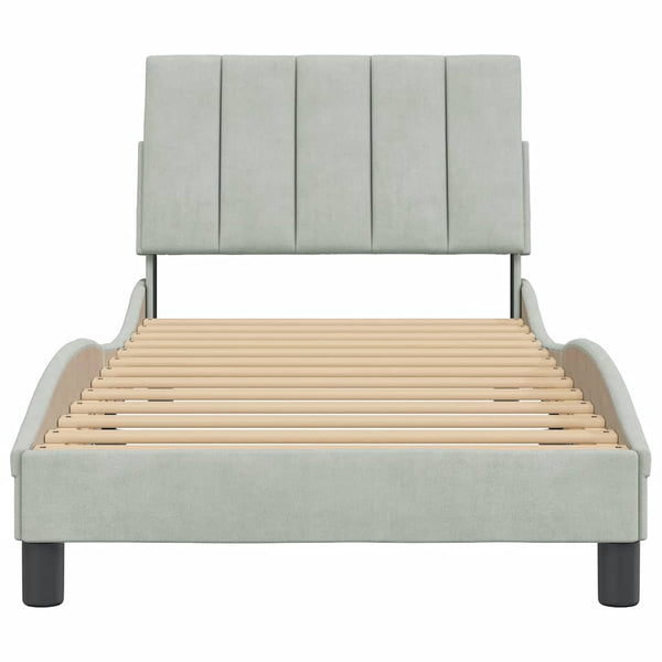 Bettgestell Hanko Hellgrau Samt 90x190 cm