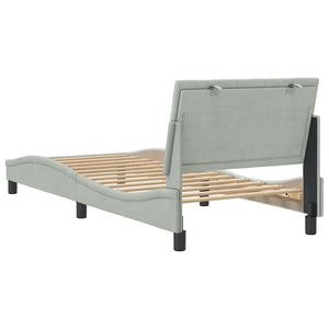 Bettgestell Hanko Hellgrau Samt 90x190 cm