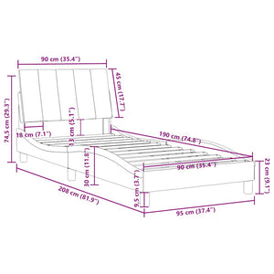 Bettgestell Dunkelgrau Samt 90x190 cm