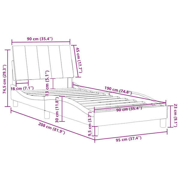Bettgestell Dunkelgrau Samt 90x190 cm