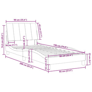 Bettgestell Hanko Schwarz 90x190 cm Samt