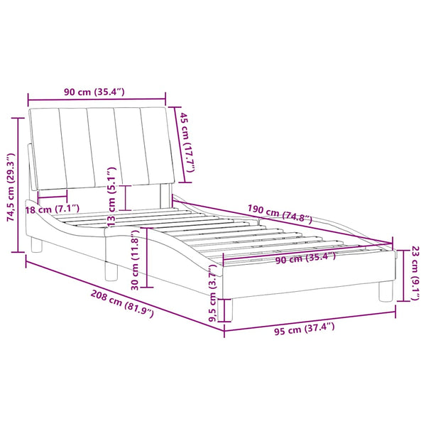 Bettgestell Hanko Schwarz 90x190 cm Samt
