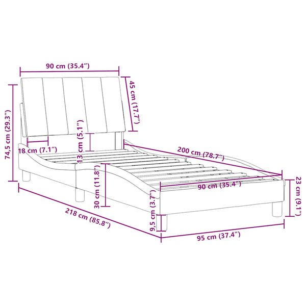 Bettgestell Hanko Hellgrau Samt 90x200 cm