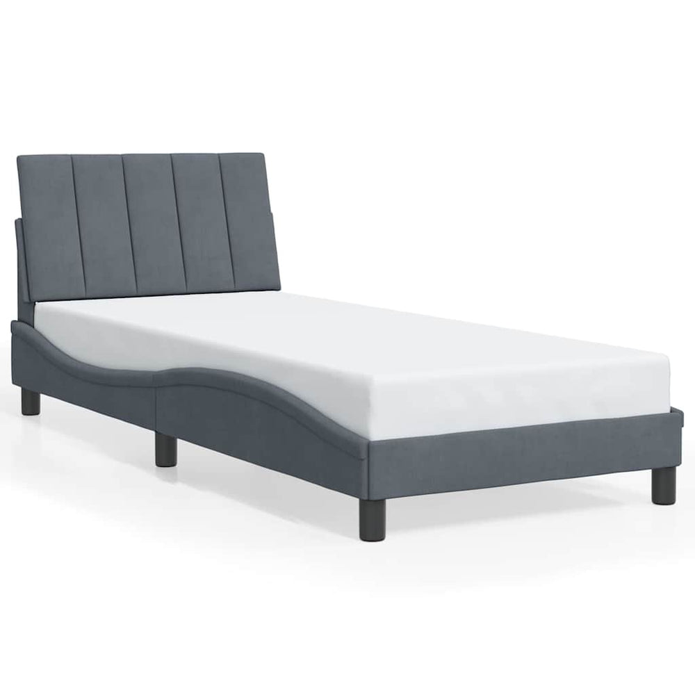 Bettgestell Hanko Dunkelgrau 90x200 cm Samt