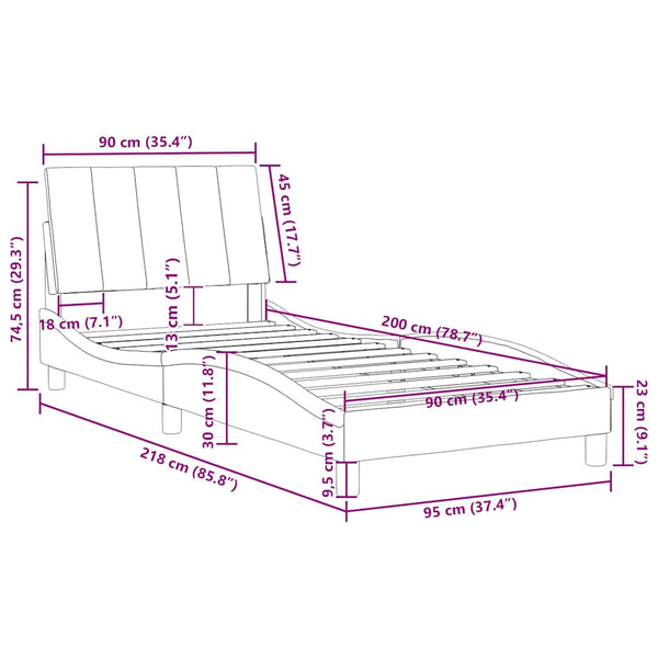 Bettgestell Hanko Dunkelgrau 90x200 cm Samt