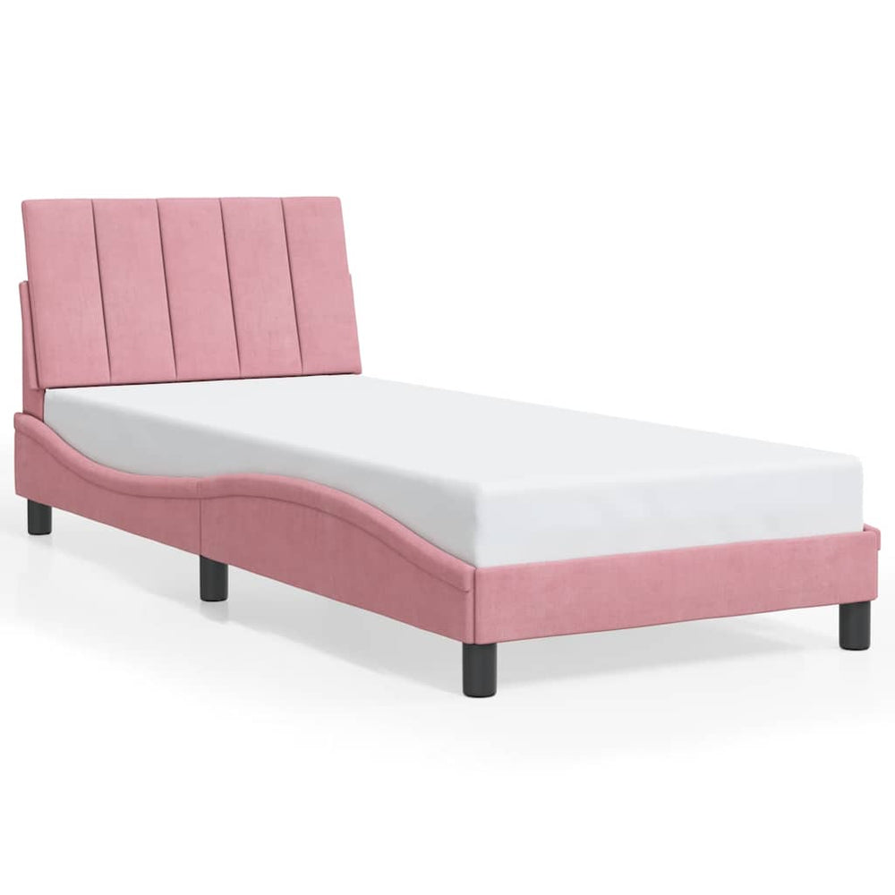 Bettgestell Hanko Rosa Samt 90x200 cm