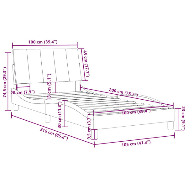 Bettgestell Hanko Hellgrau 100x200 cm