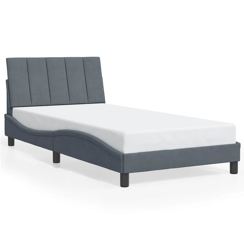 Bettgestell 100x200 cm Dunkelgrau Samt