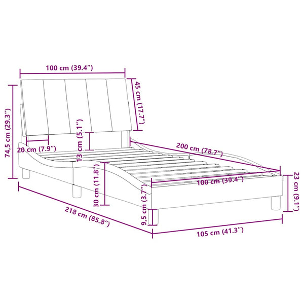 Bettgestell Blau 100x200 cm Samt