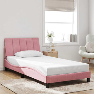 Rosa Samt Bettgestell 100x200 cm