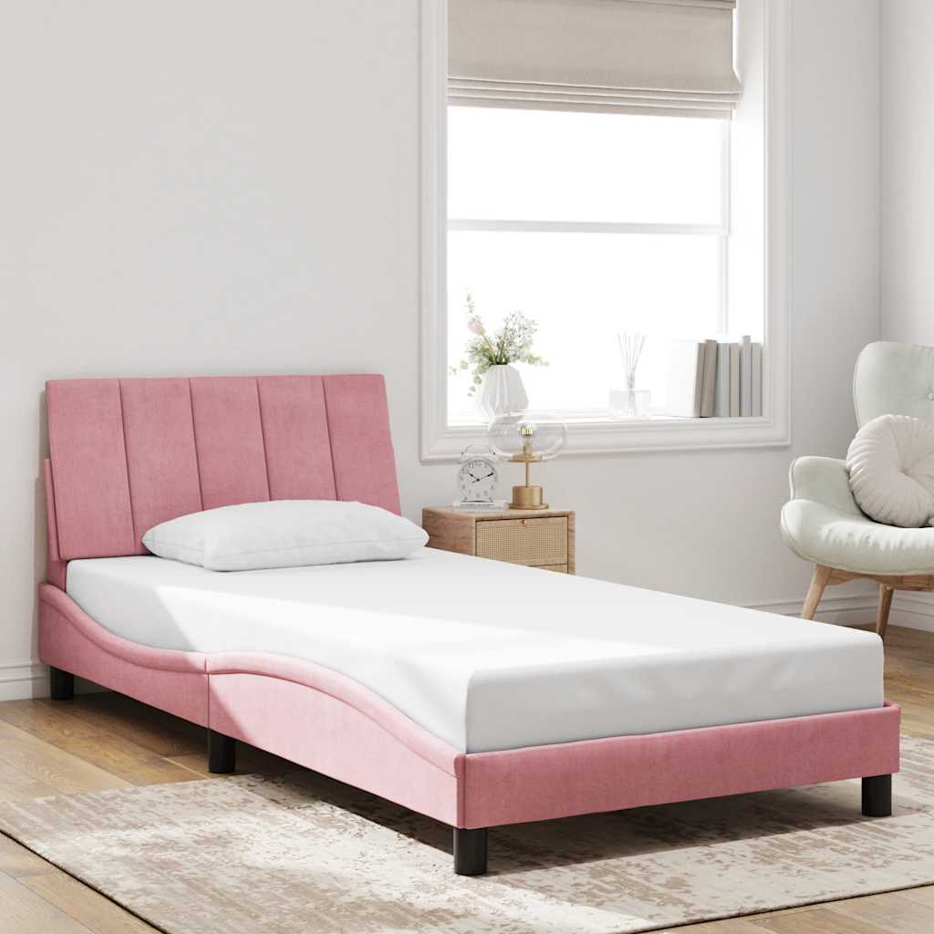 Rosa Samt Bettgestell 100x200 cm