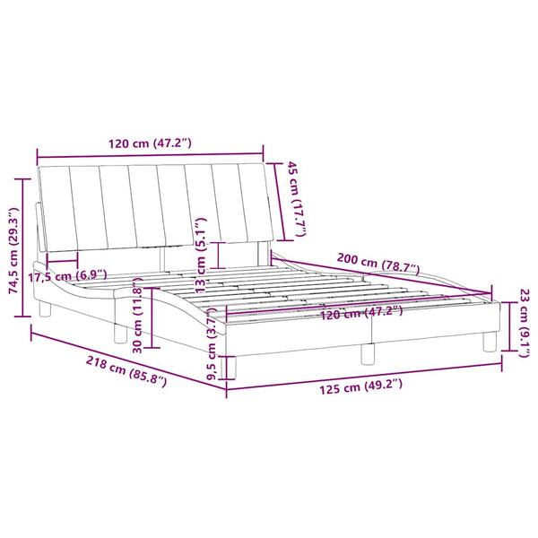 Bettgestell Hanko Hellgrau Samt 120x200 cm