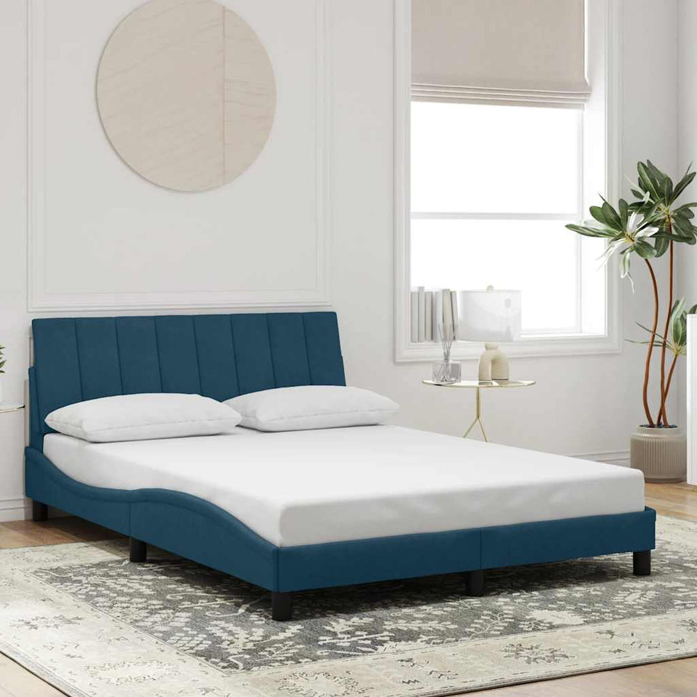 Bettgestell 120x200 cm Blau Samt