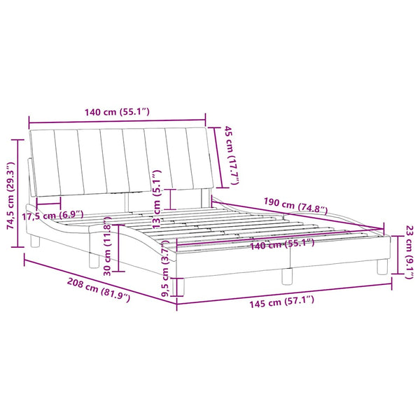Bettgestell Samt Dunkelgrau 140x190 cm