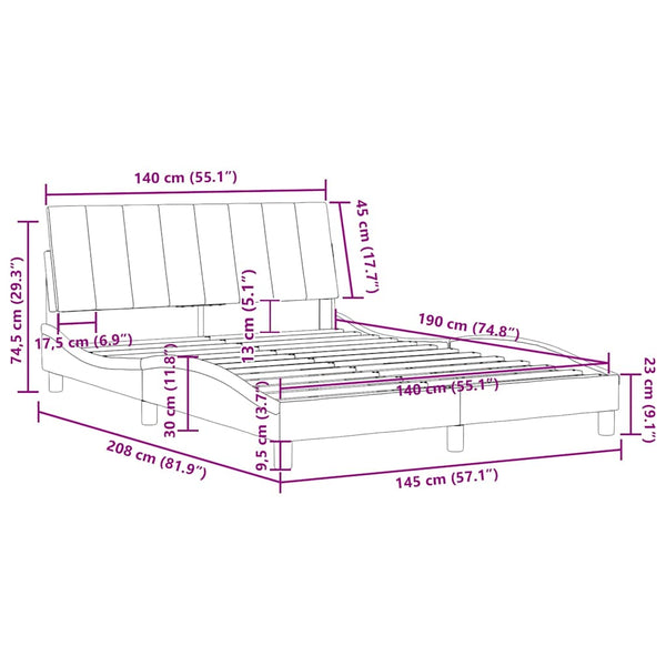 Bettgestell Blau 140x190 cm Samt