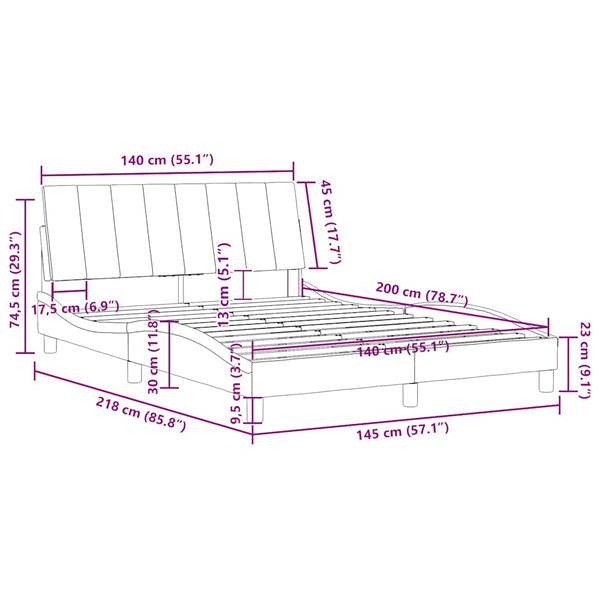 Bettgestell Dunkelgrau Samt 140x200 cm