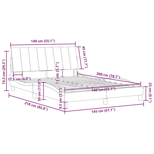 Bettgestell Hanko Rosa 140x200 cm Samt