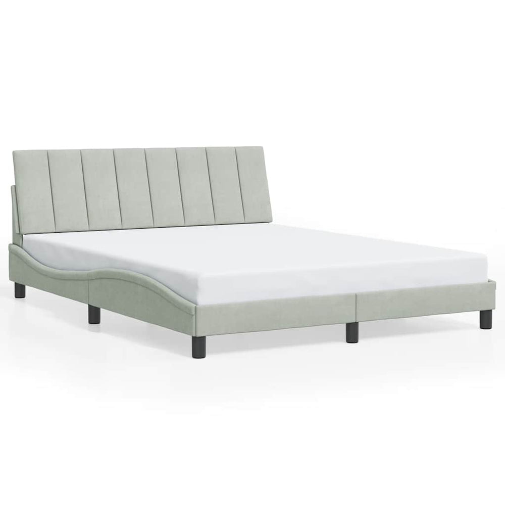 Bettgestell 160x200 cm Hellgrau Samt