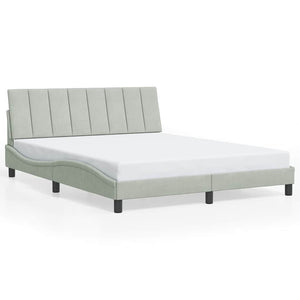Bettgestell 160x200 cm Hellgrau Samt