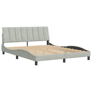Bettgestell 160x200 cm Hellgrau Samt