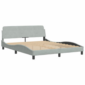 Bettgestell 160x200 cm Hellgrau Samt