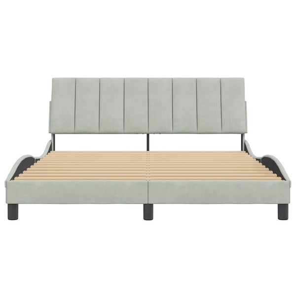 Bettgestell 160x200 cm Hellgrau Samt