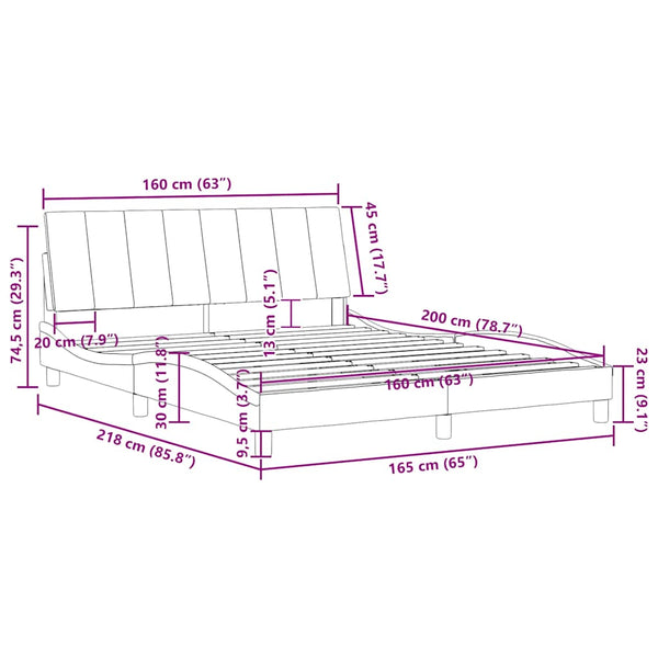 Bettgestell Dunkelgrau 160x200 cm Samt
