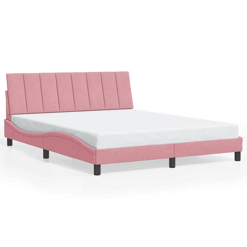vidaXL Bed Frame without Mattress "Hanko" Pink 160x200 cm Velvet