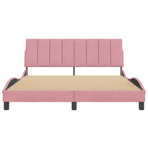 vidaXL Bed Frame without Mattress "Hanko" Pink 160x200 cm Velvet