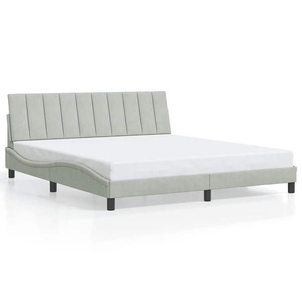 vidaXL "Hanko" Bed Frame without Mattress Light Gray 180x200 cm Velvet