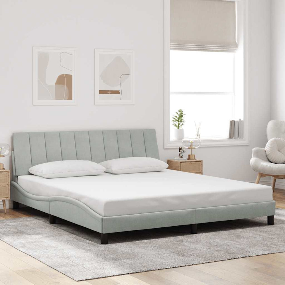 vidaXL "Hanko" Bed Frame without Mattress Light Gray 180x200 cm Velvet