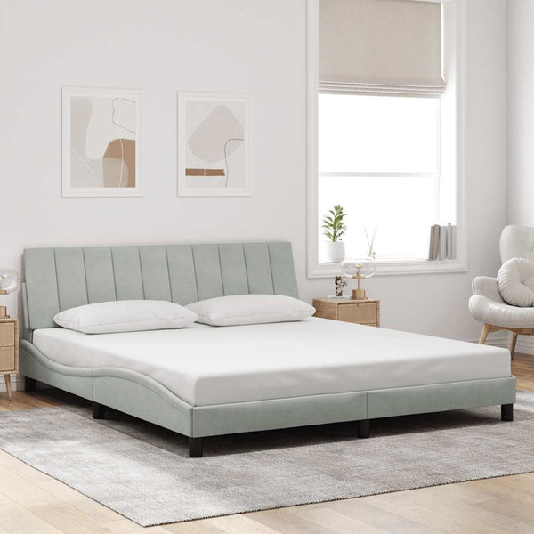 vidaXL "Hanko" Bed Frame without Mattress Light Gray 180x200 cm Velvet