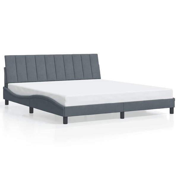 vidaXL Bed Frame without Mattress "Hanko" Dark Gray 180x200 cm Velvet