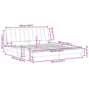 vidaXL Bed Frame without Mattress "Hanko" Dark Gray 180x200 cm Velvet
