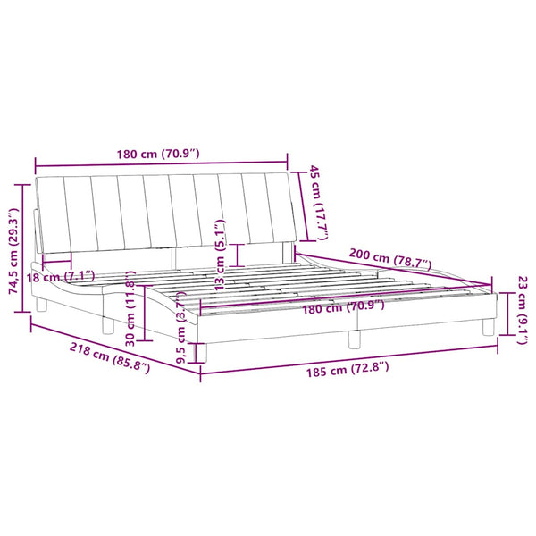 vidaXL Bed Frame without Mattress "Hanko" Dark Gray 180x200 cm Velvet