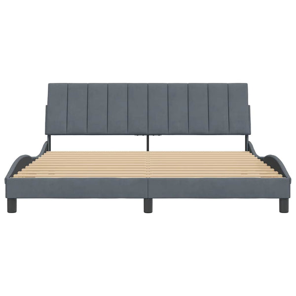 vidaXL Bed Frame without Mattress "Hanko" Dark Gray 180x200 cm Velvet