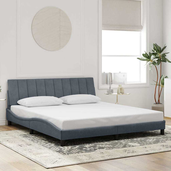 vidaXL Bed Frame without Mattress "Hanko" Dark Gray 180x200 cm Velvet