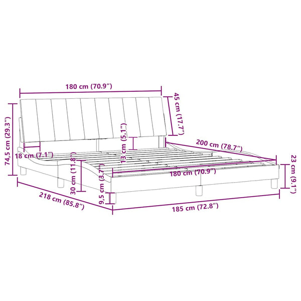vidaXL Bed Frame without Mattress "Hanko" Blue 180x200 cm Velvet