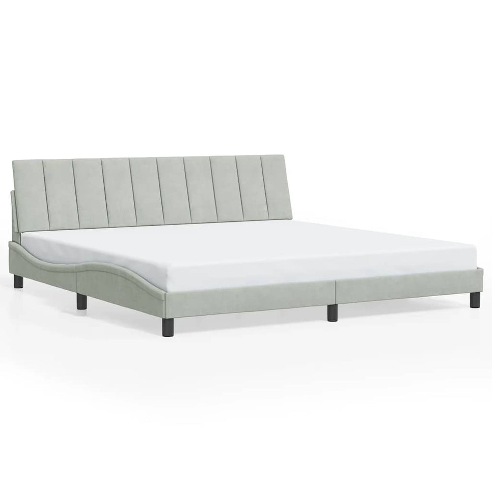 vidaXL Bed Frame without Mattress "Hanko" Light Gray 200x200 cm Velvet