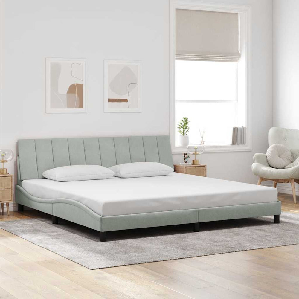 vidaXL Bed Frame without Mattress "Hanko" Light Gray 200x200 cm Velvet