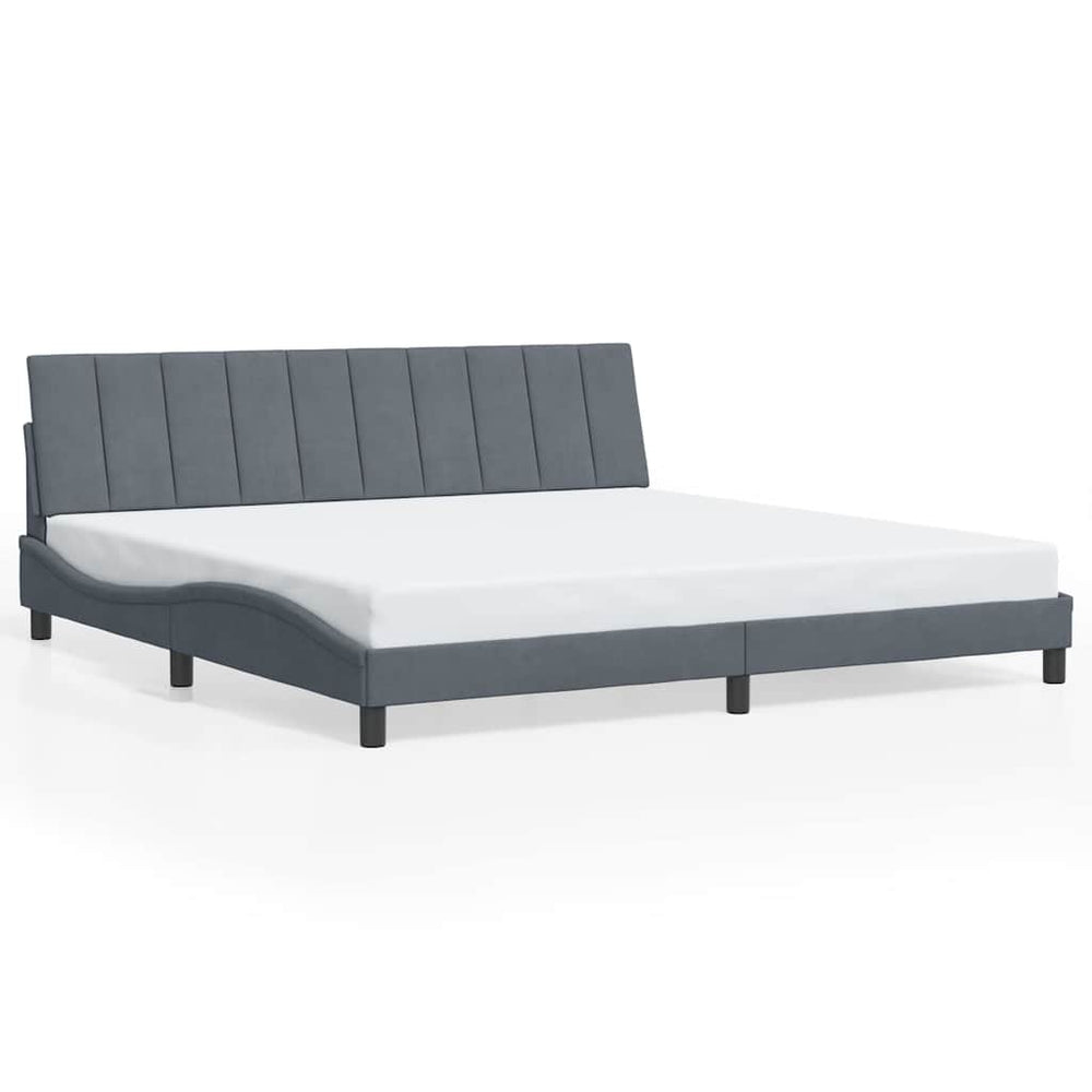 vidaXL Bed Frame without Mattress "Hanko" Dark Grey 200x200 cm Velvet