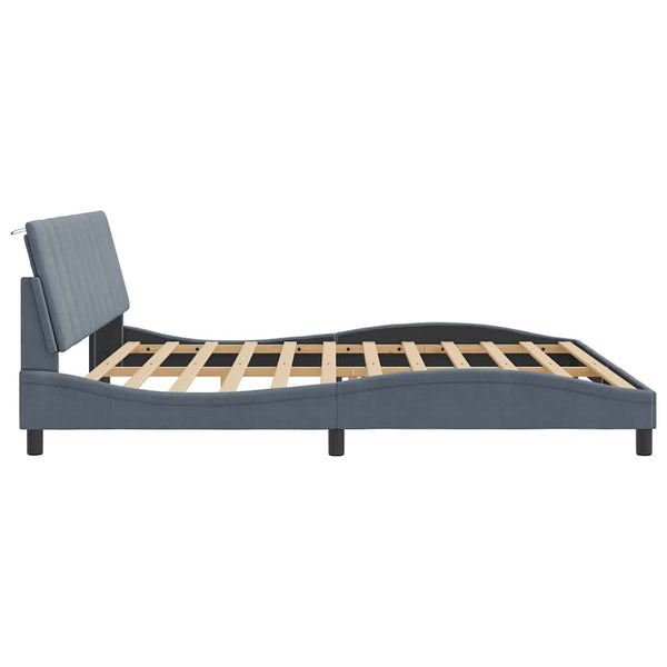 vidaXL Bed Frame without Mattress "Hanko" Dark Grey 200x200 cm Velvet