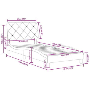 vidaXL Bed Frame without Mattress Blue 80x200 cm Velvet